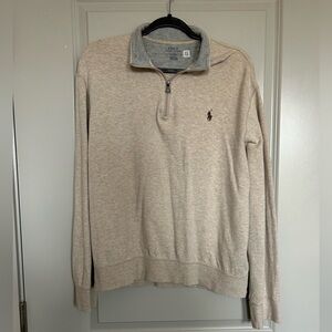 Polo by Ralph Lauren Light Beige Heather soft Quarter-Zip Sweater